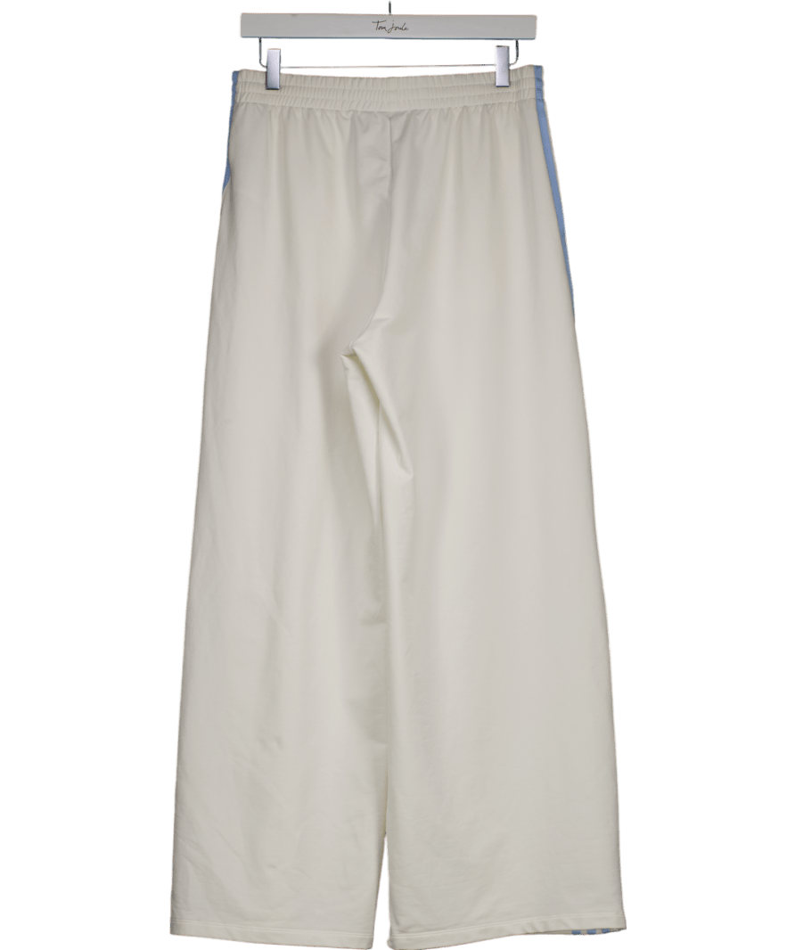 adidas Cream / Baby Blue three Stripe Track Trousers UK M - Reliked