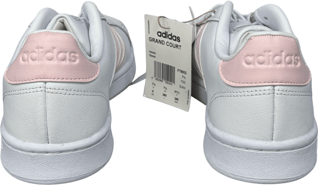 adidas Grand Court Base 2.0 - White / Baby Pink UK 7.5 EU 41.5 👞 - Reliked