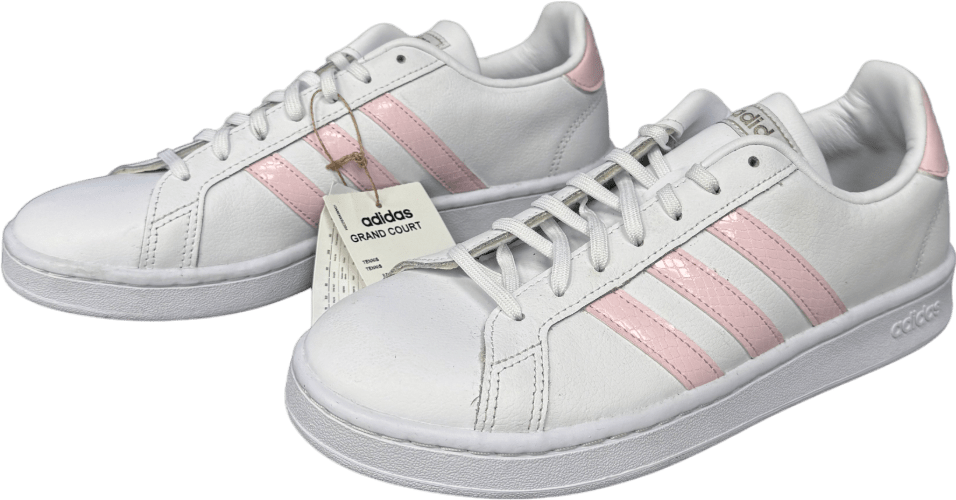 adidas Grand Court Base 2.0 - White / Baby Pink UK 7.5 EU 41.5 👞 - Reliked