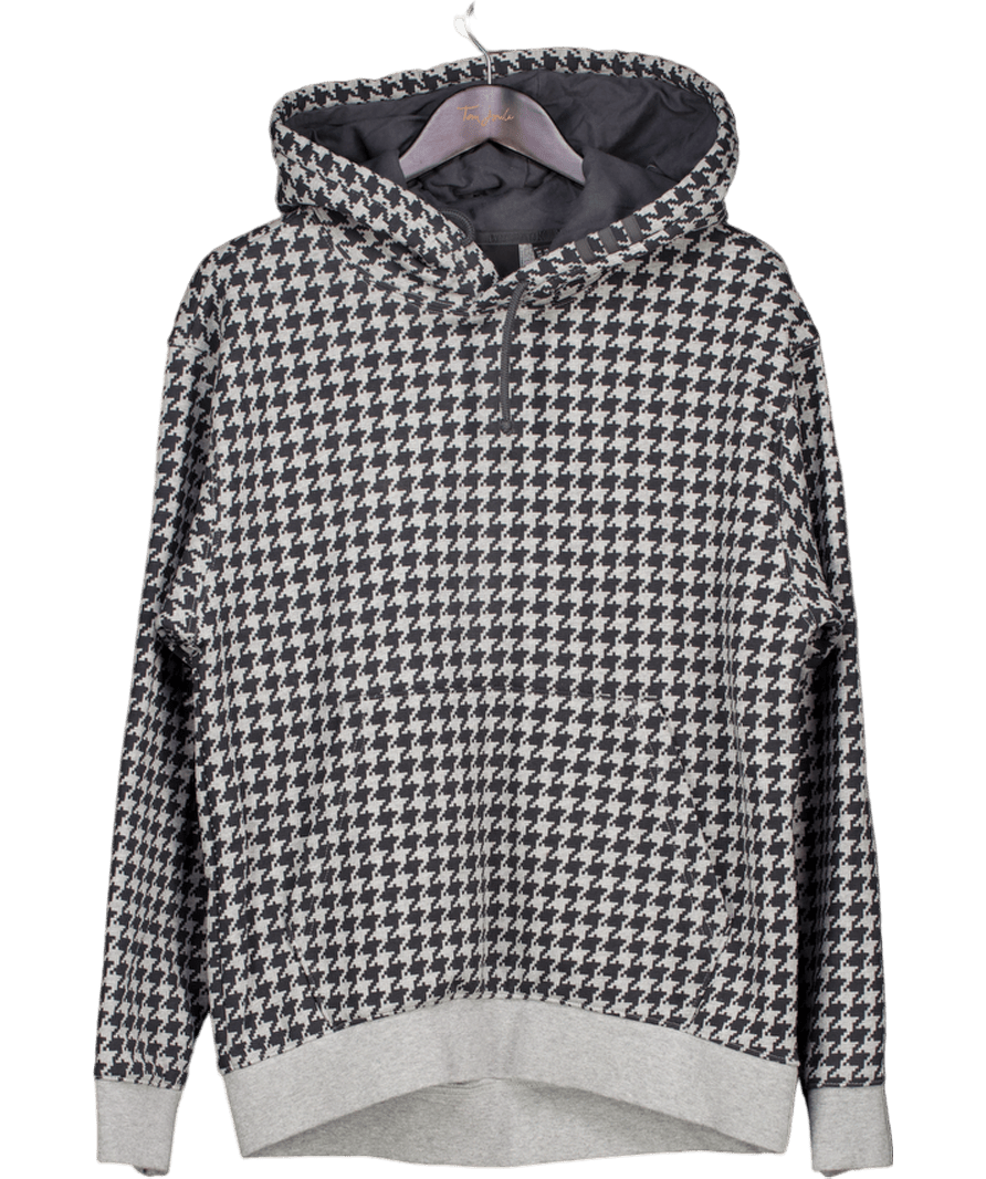 adidas Grey X Ivy Park Houndstooth Halls Of Ivy Allover Print Hoodie UK XS - Reliked