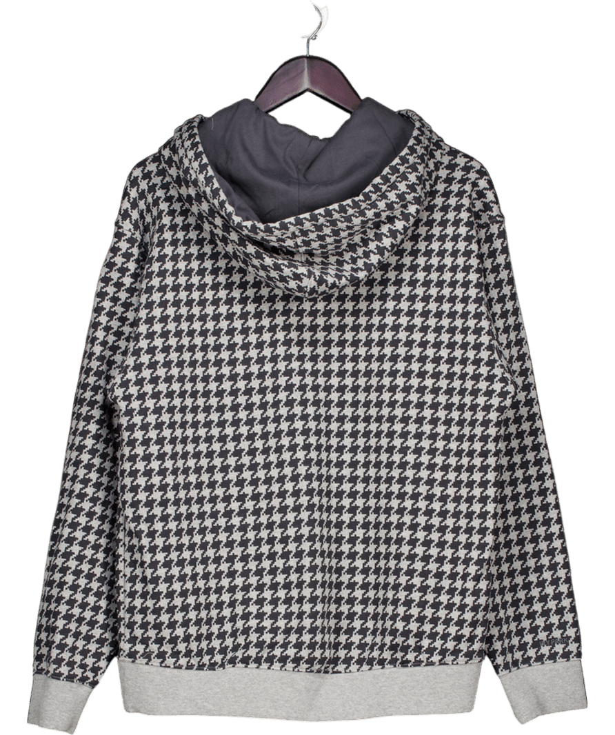 adidas Grey X Ivy Park Houndstooth Halls Of Ivy Allover Print Hoodie UK XS - Reliked