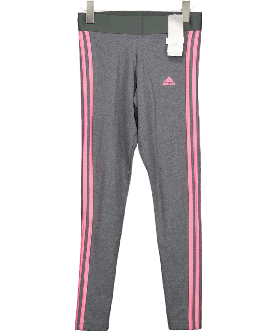 adidas Originals Dark Grey / Rose 3 - stripe Leggings UK S - Reliked