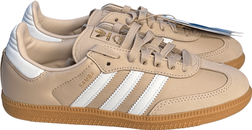 adidas Samba Original Trainers - Taupe, White & Gold UK 4.5 EU 37.5 👠 - Reliked