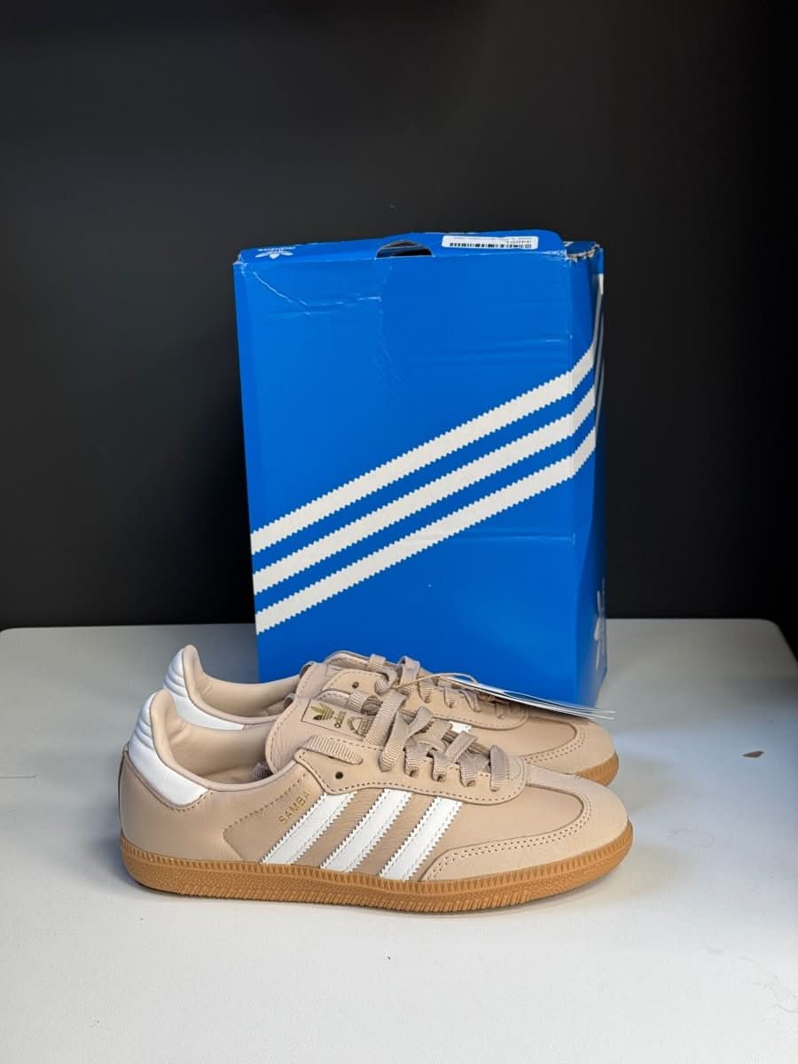 adidas Samba Original Trainers - Taupe, White & Gold UK 4.5 EU 37.5 👠 - Reliked