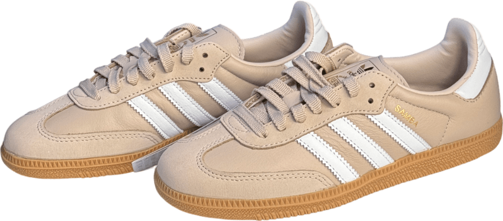 adidas Samba Original Trainers - Taupe, White & Gold UK 4.5 EU 37.5 👠 - Reliked