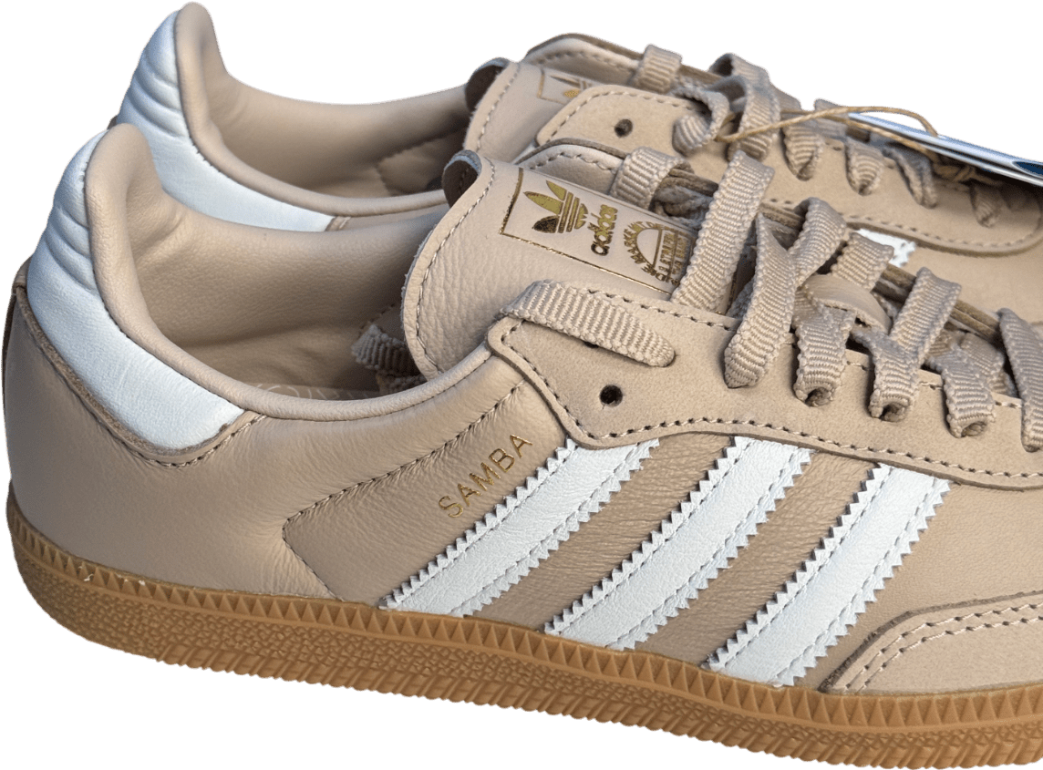 adidas Samba Original Trainers - Taupe, White & Gold UK 4.5 EU 37.5 👠 - Reliked