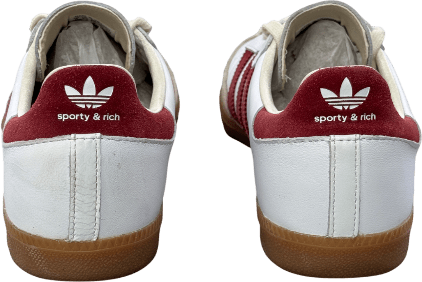 adidas Samba Sporty & Rich White Collegiate Burgundy Trainers UK 7.5 EU 40.5 👠 - Reliked