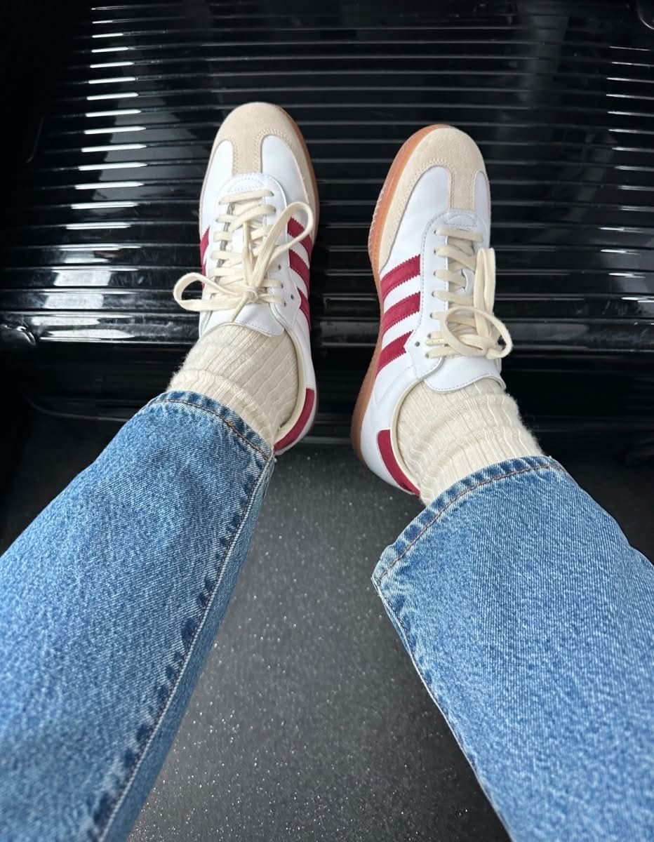 adidas Samba Sporty & Rich White Collegiate Burgundy Trainers UK 7.5 EU 40.5 👠 - Reliked