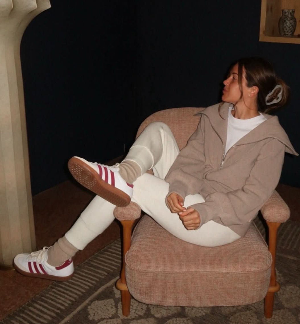 adidas Samba Sporty & Rich White Collegiate Burgundy Trainers UK 7.5 EU 40.5 👠 - Reliked