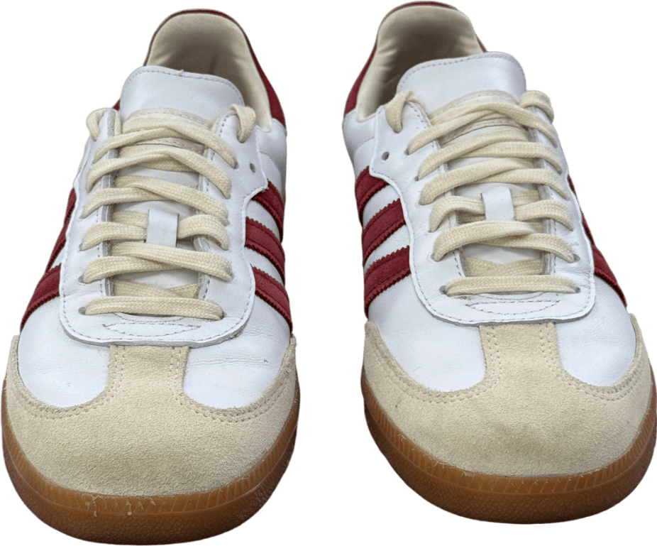 adidas Samba Sporty & Rich White Collegiate Burgundy Trainers UK 7.5 EU 40.5 👠 - Reliked