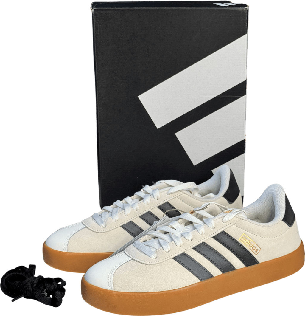 adidas Vl Court 3.0 Shoes - Off White / Grey Six / Gold Metallic U UK 6 EU 39 👠 - Reliked