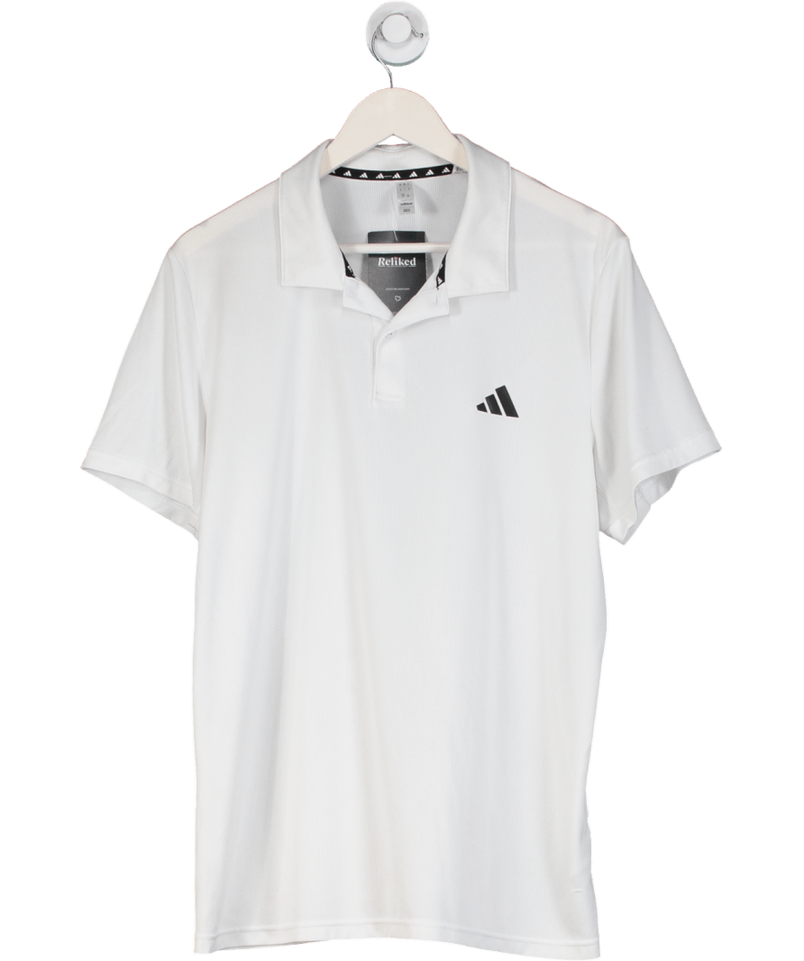 adidas White Club Tennis Polo Shirt UK L - Reliked