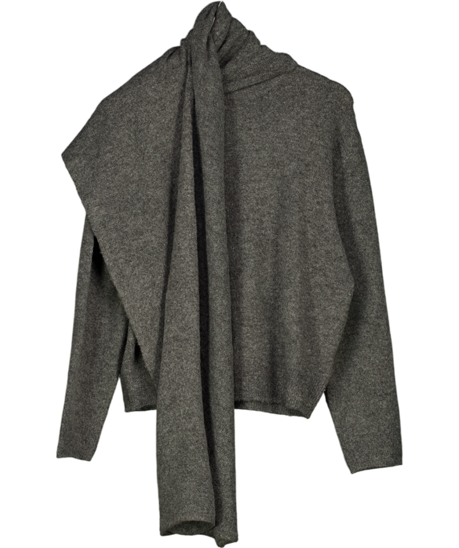 JDY Scarf Detail Knitted Jumper In Dark Grey UK S