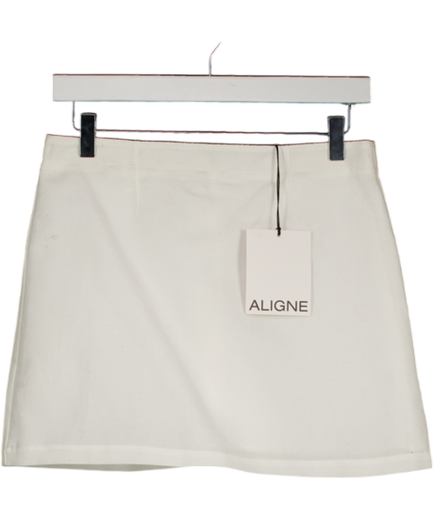 ALIGNE White Hadley Linen Mix Mini Skirt UK 8