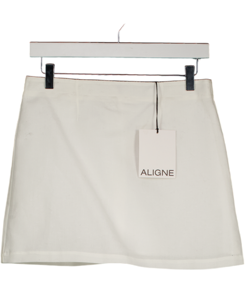 ALIGNE White Hadley Linen Mix Mini Skirt UK 8
