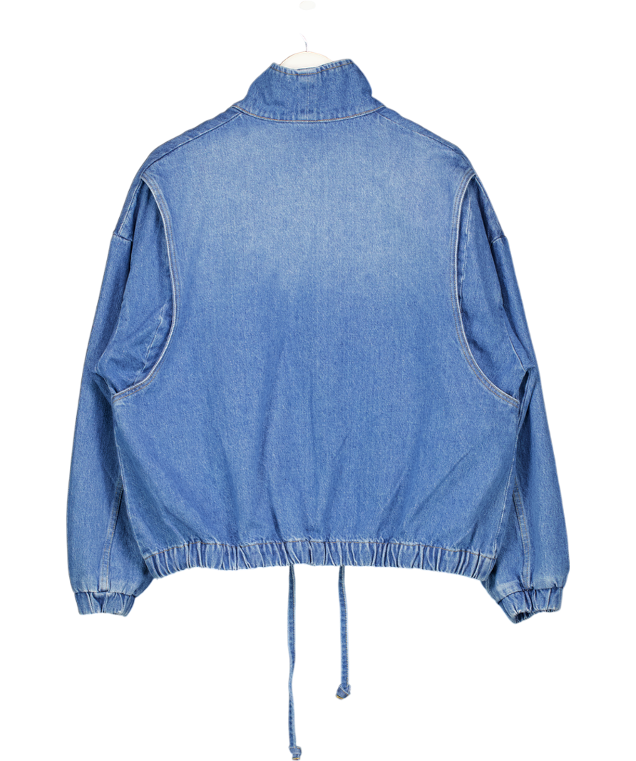 Nobody's Child Blue Denim Funnel Neck Bomber Jacket UK M