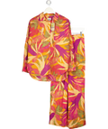 FATFACE 2-piece Orange Tropical Floral Wide Leg Trousers And Shirt Set UK 8