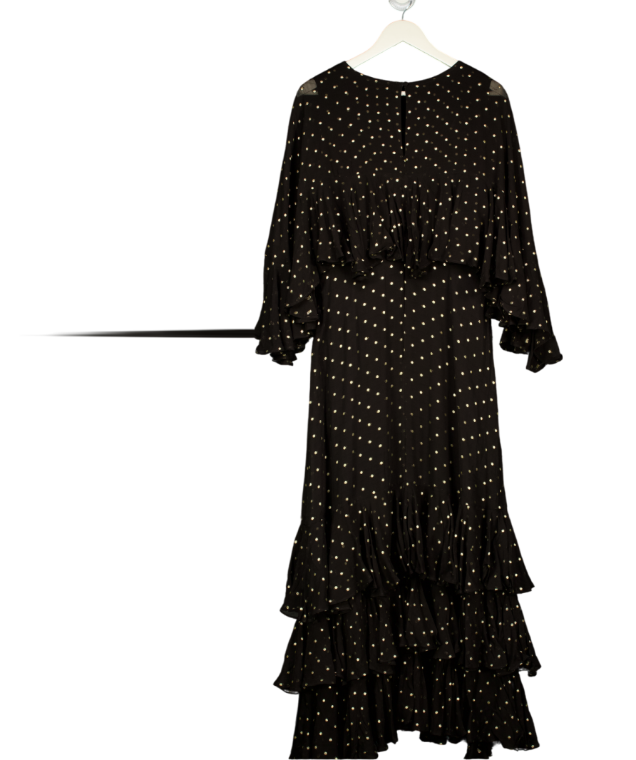 QUEEN OF ARCHIVES Ltd.edition Petula Black / Gold Chiffon Maxi Dress UK M