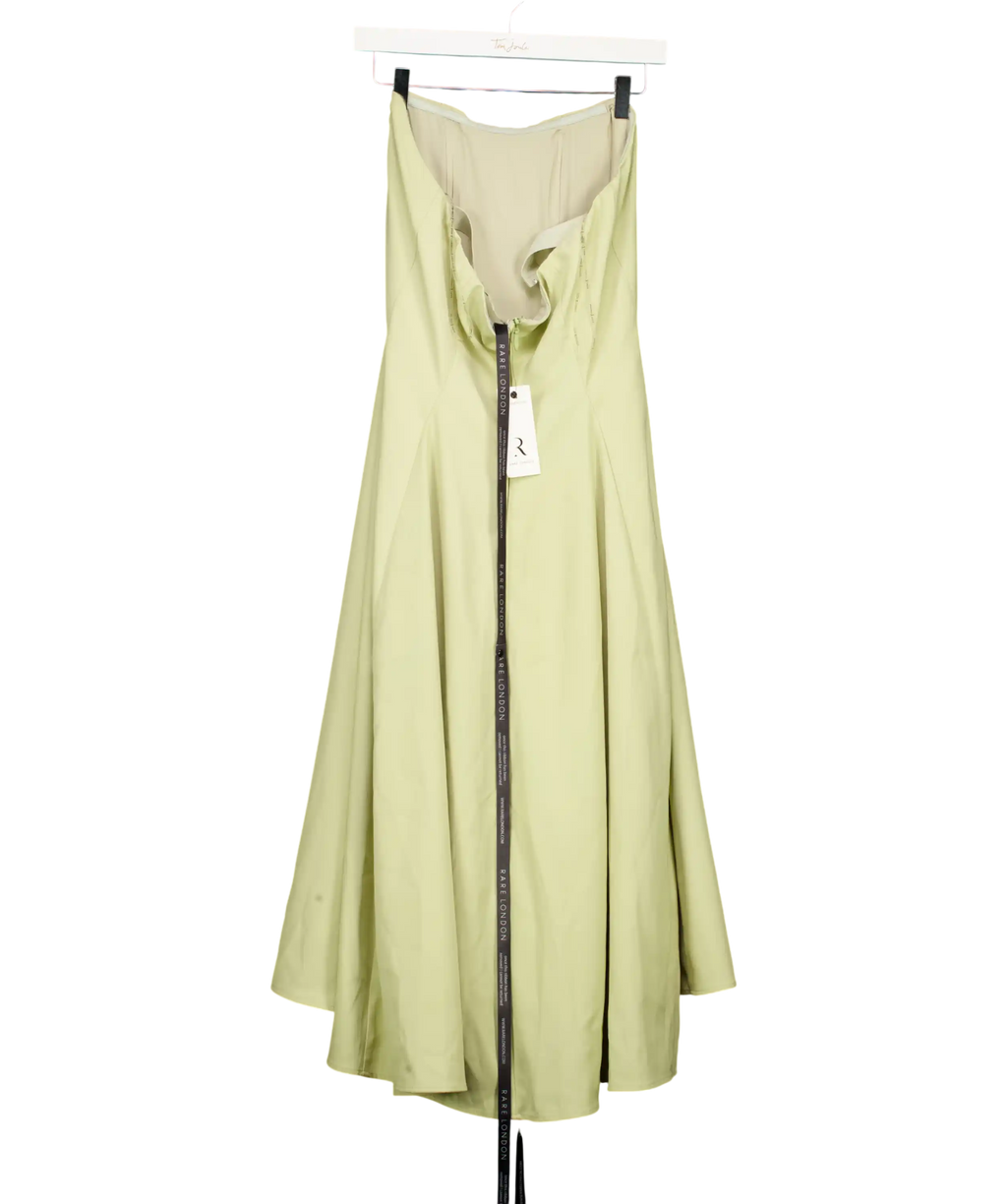RARE LONDON Bandeau Corset Full Skirt Midi Dress Olive Green UK 12