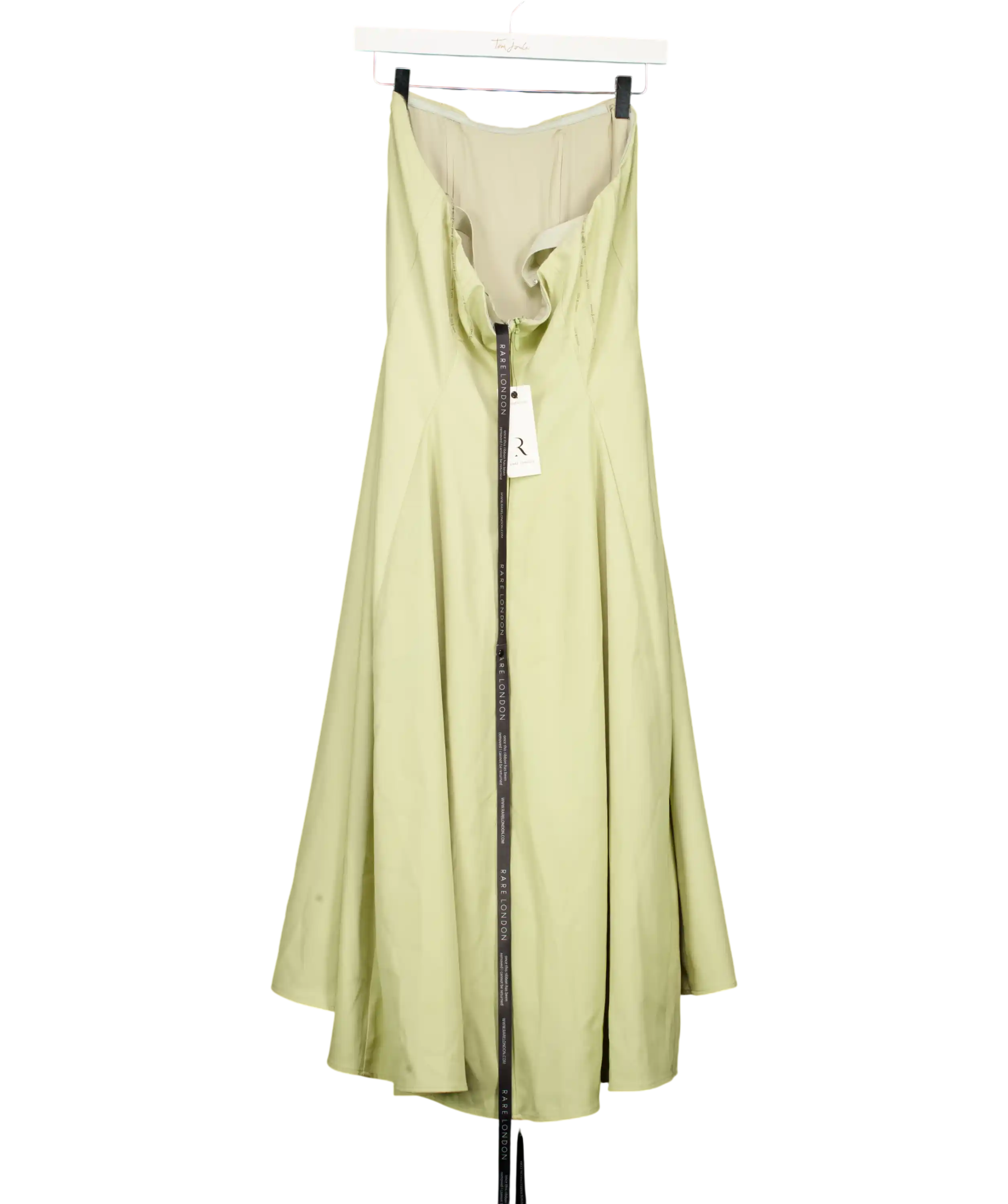 RARE LONDON Bandeau Corset Full Skirt Midi Dress Olive Green UK 12