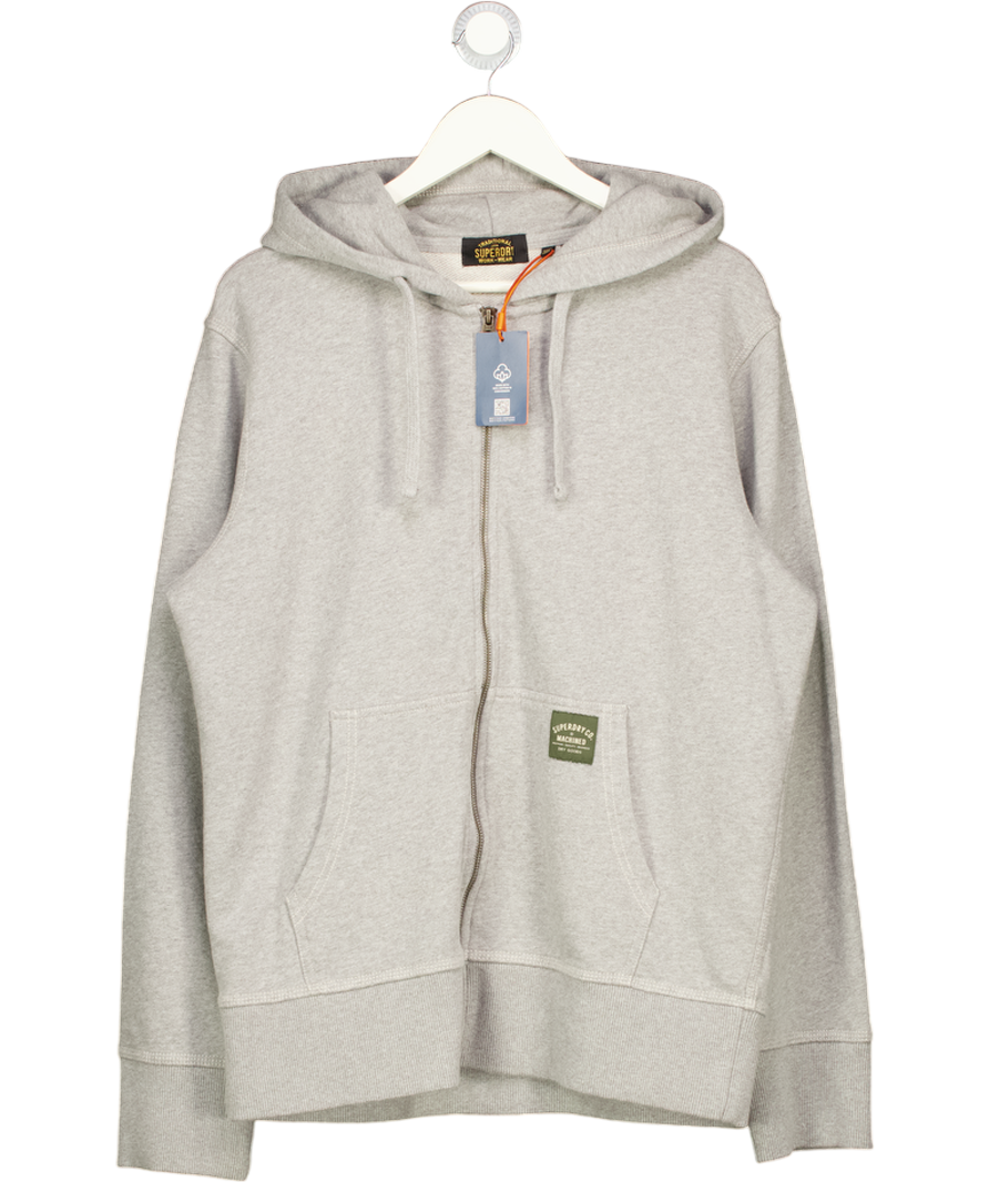 Superdry Grey Contrast Stitch Relaxed Zip Hoodie UK L