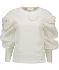 SEE BY CHLOE White Ruched Sleeve T-shirt UK M