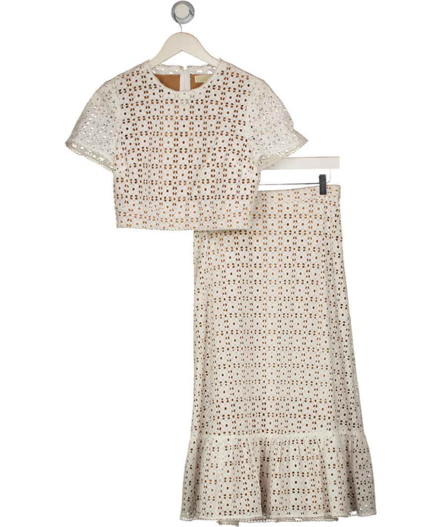 MICHAEL Michael Kors 2-piece Cream Eyelet Lace Top And Skirt Set Us4 UK 8