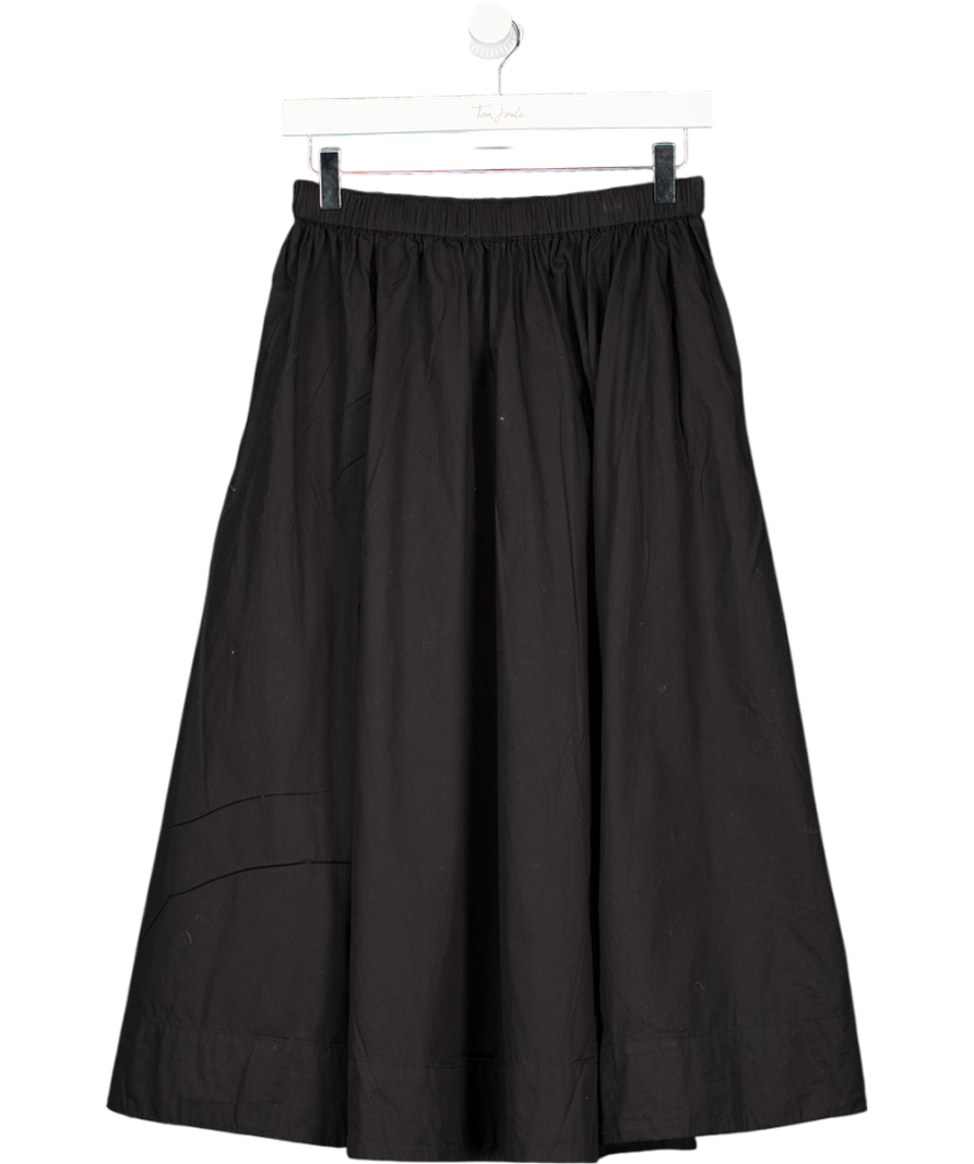 FREE PEOPLE Black Cotton Poplin Midi Skirt With Pockets UK XS