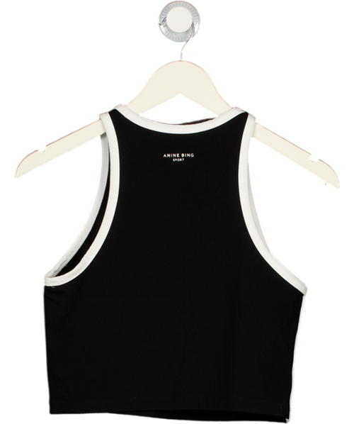 ANINE BING SPORT Black / White Logo Racer Back Top UK L