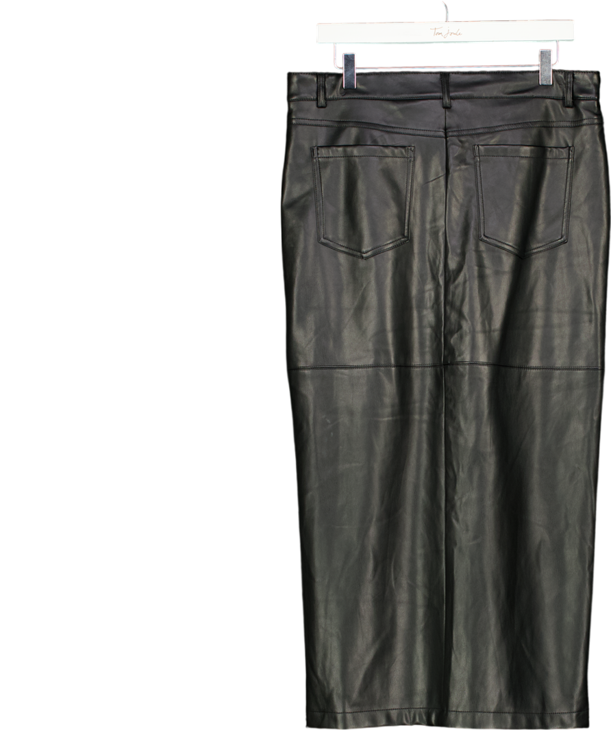 Primark Black Faux Leather Midi Skirt UK 14