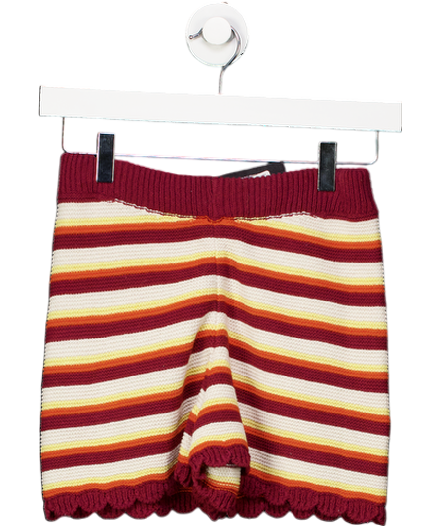 ASOS Multicoloured Design Striped Knit Shorts With Scallop Trim UK XS