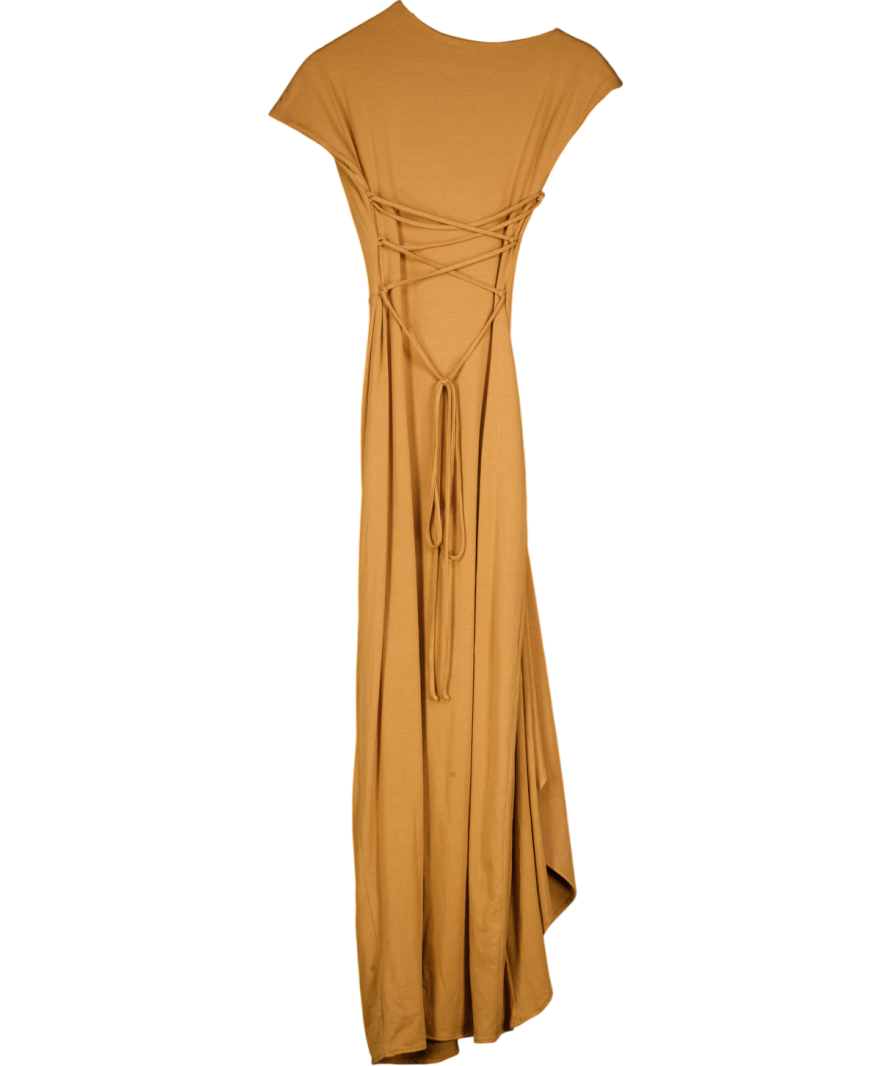 AYM Caramel Brown Venus Draped Maxi Dress UK XS