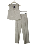 SHONA JOY White / Black Pinstripe Waistcoat Top And Trouser Set UK 10