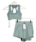 GYMSHARK Green 2-piece Sports Bra & Running 2-in-1 Shorts Set UK XS