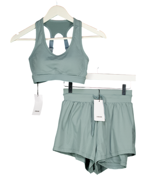 GYMSHARK Green 2-piece Sports Bra & Running 2-in-1 Shorts Set UK XS