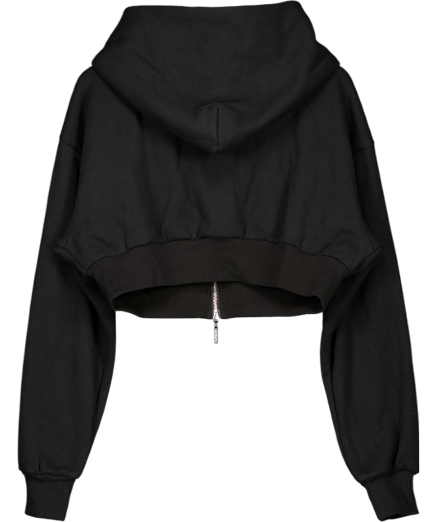 White Fox Black The Classics Cropped Zip Hoodie UK S