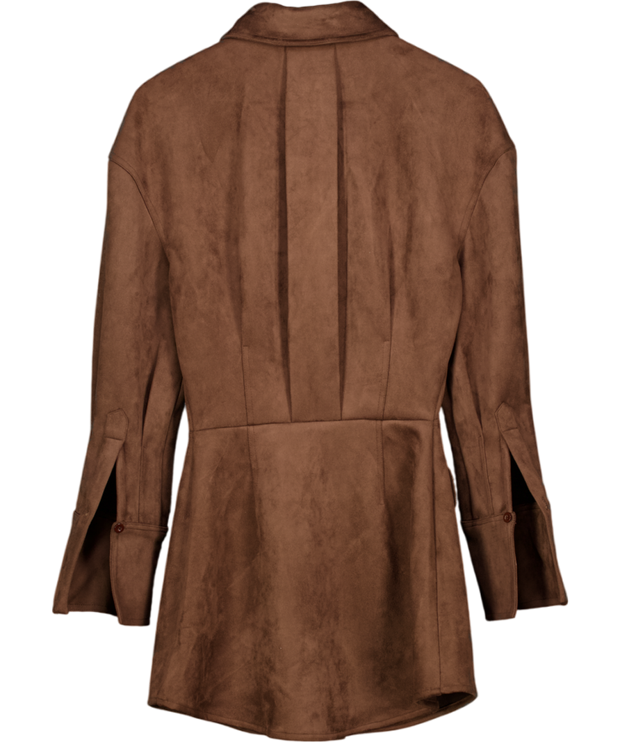 THE BEKK Chocolate Brown Faux Suede Mini Dress UK S