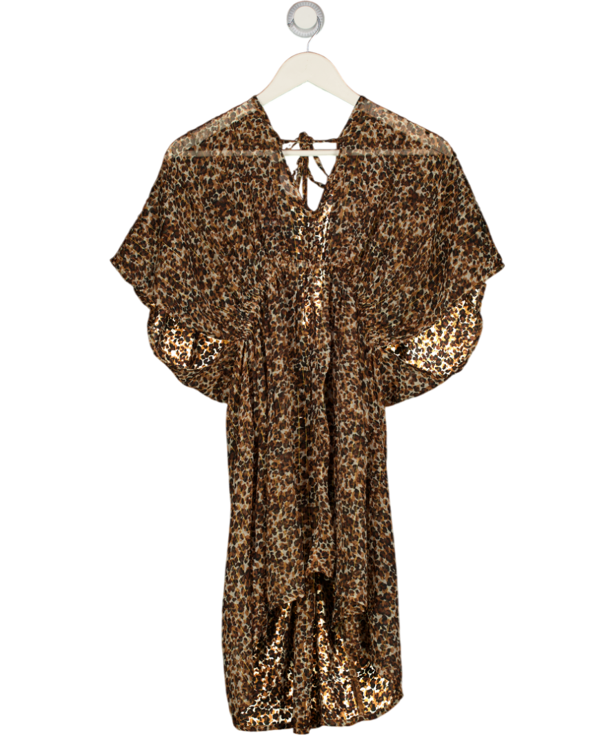ACCESSORISE Brown Leopard Chiffon Kaftan Cover Up UK M