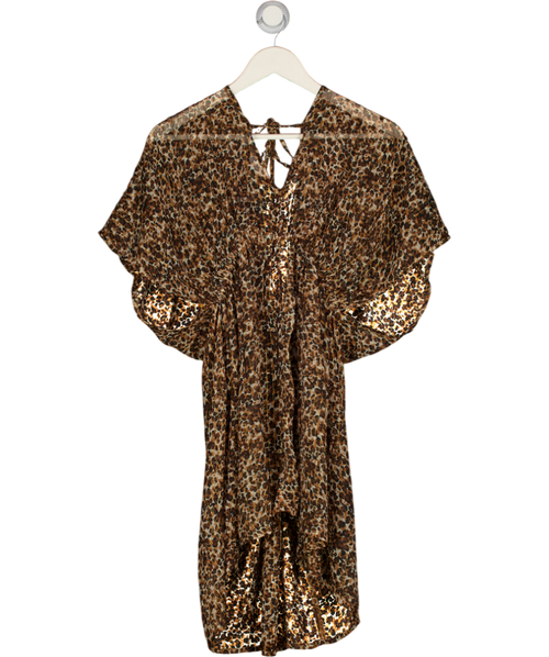 ACCESSORISE Brown Leopard Chiffon Kaftan Cover Up UK M