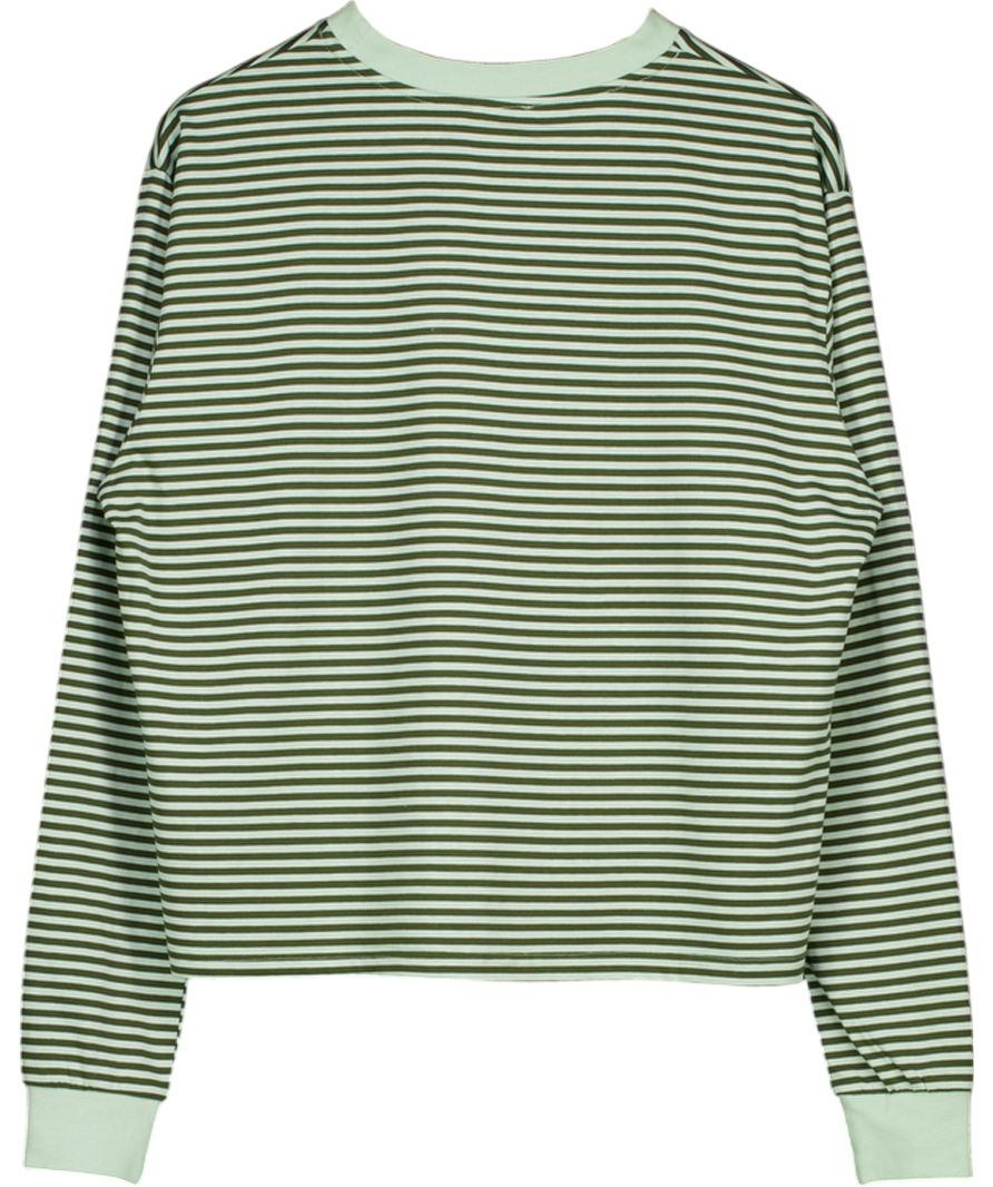 WHITE FOX Touchdown Long Sleeve Tee Green Stripe UK S/M