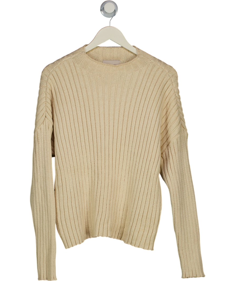 ST.AGNI Beige Ribbed 100% Cotton Jumper UK M