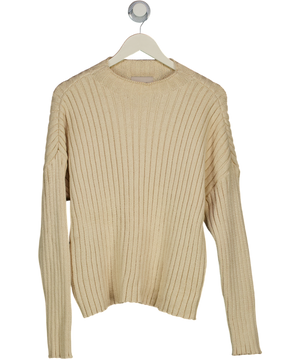 ST.AGNI Beige Ribbed 100% Cotton Jumper UK M