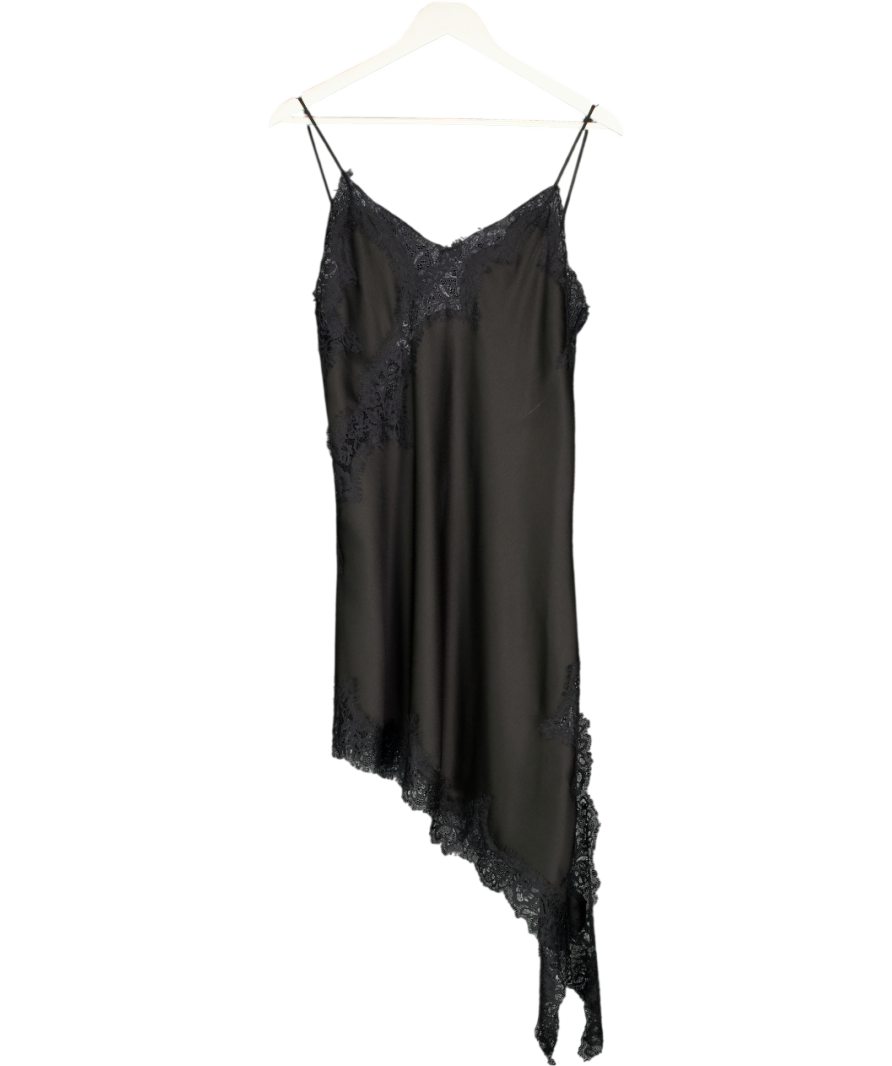 ZARA Black Asymmetric Lace Mini Dress Zw Collection UK M