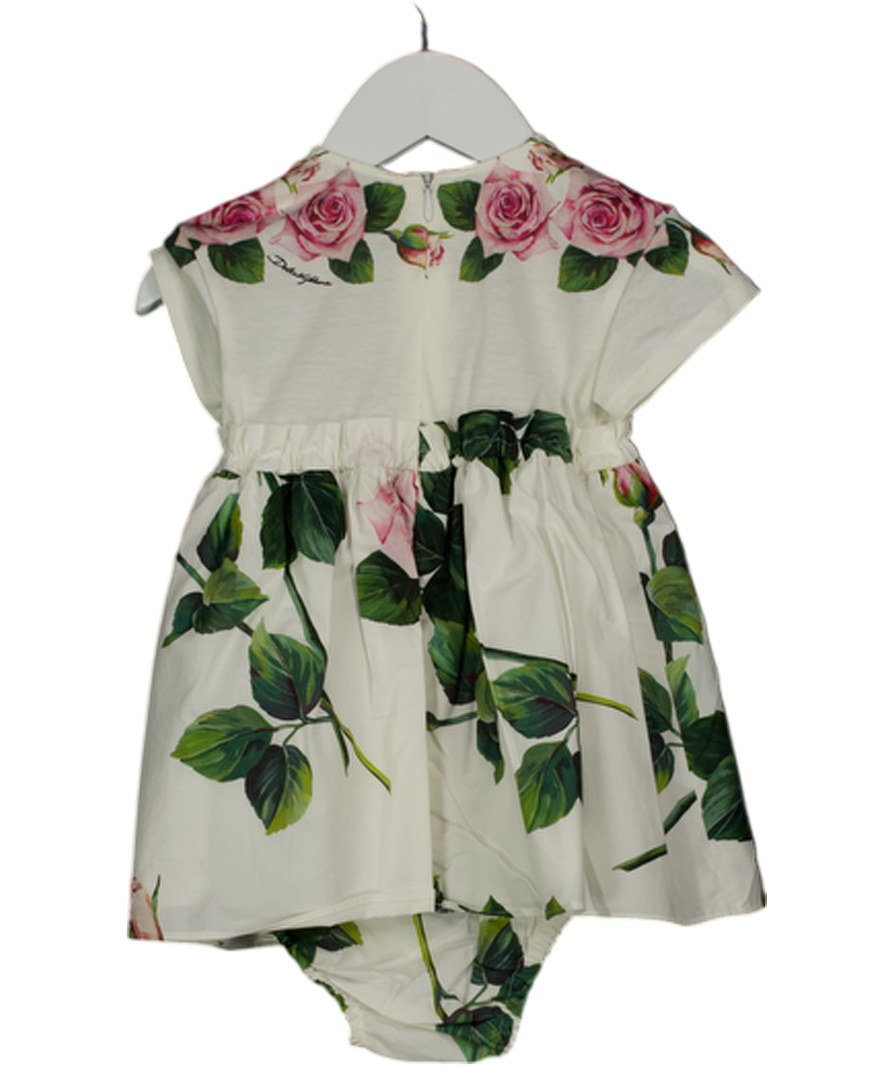 DOLCE & GABBANA White Rose Print Dress With Bloomers 9-12 Months