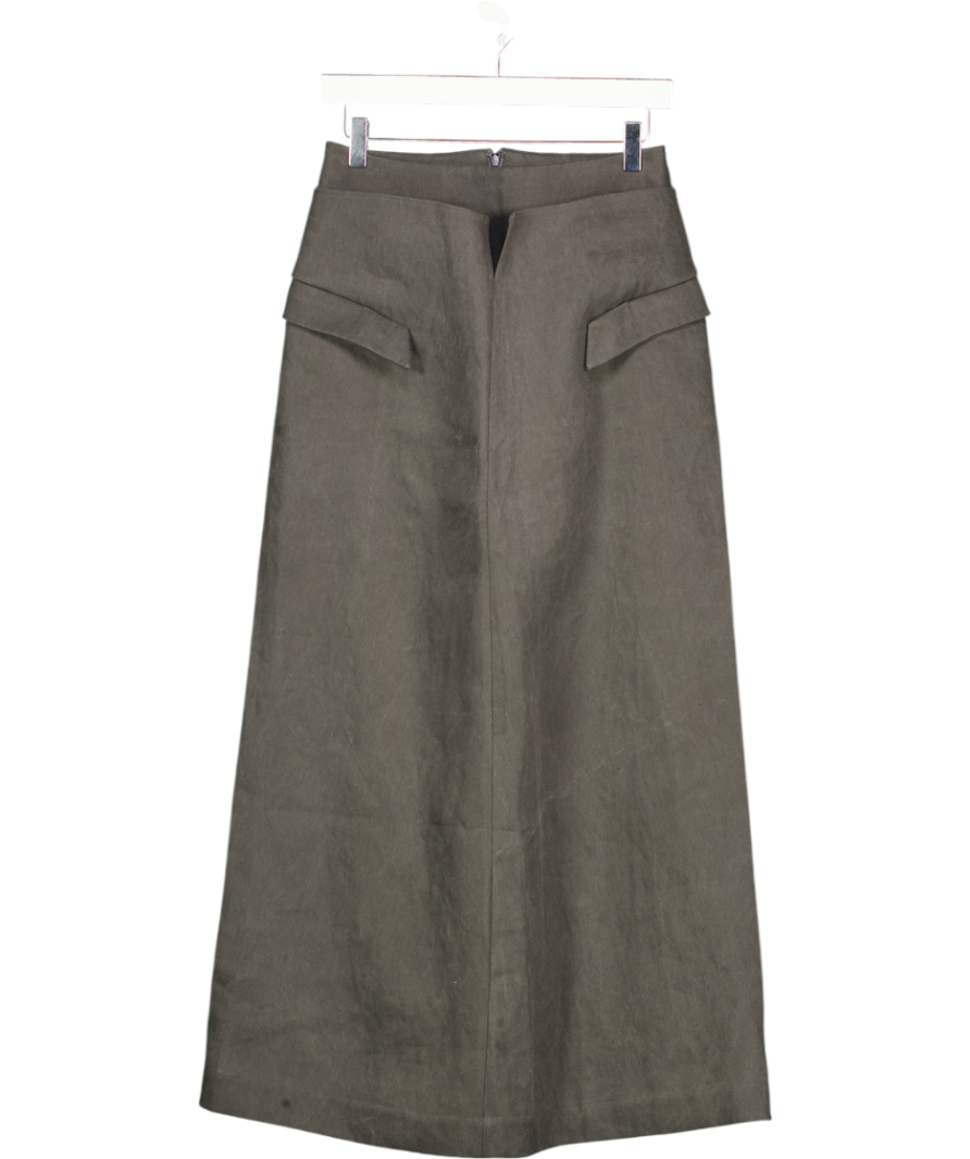 RUOHAN Grey Pocket Detail Midi Skirt UK S