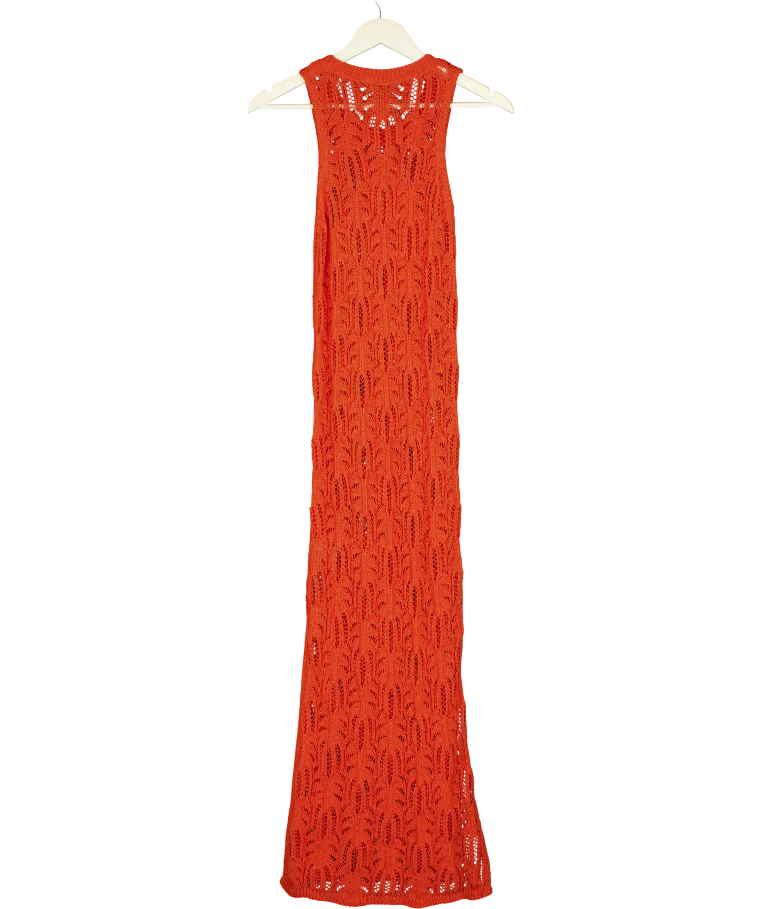 ZARA Orange Cotton Blend Crochet Knit Midi Dress UK S