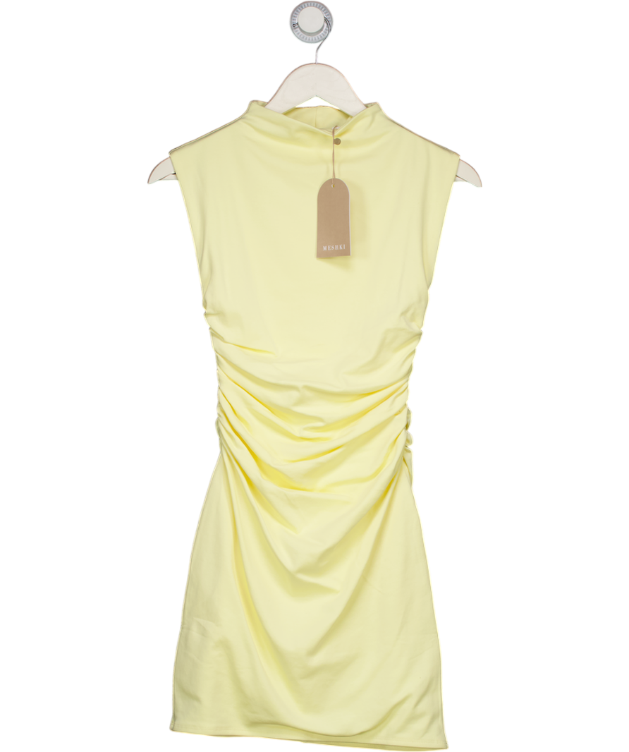 Meshki Yellow High Neck Sleeveless Mini Dress UK S