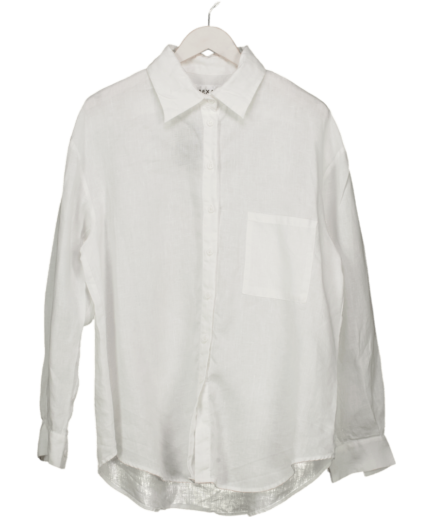 AEXE White Linen Woven Oversize Shirt UK S - Reliked