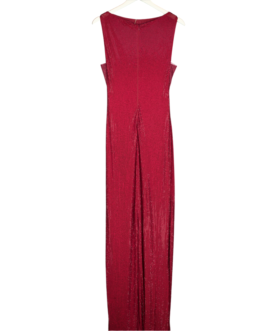 MESHKI Magnolia Sleeveless Diamante Maxi Dress - Wine Red UK S
