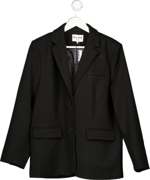 NA-KD Black Oversized Twill Blazer UK 8